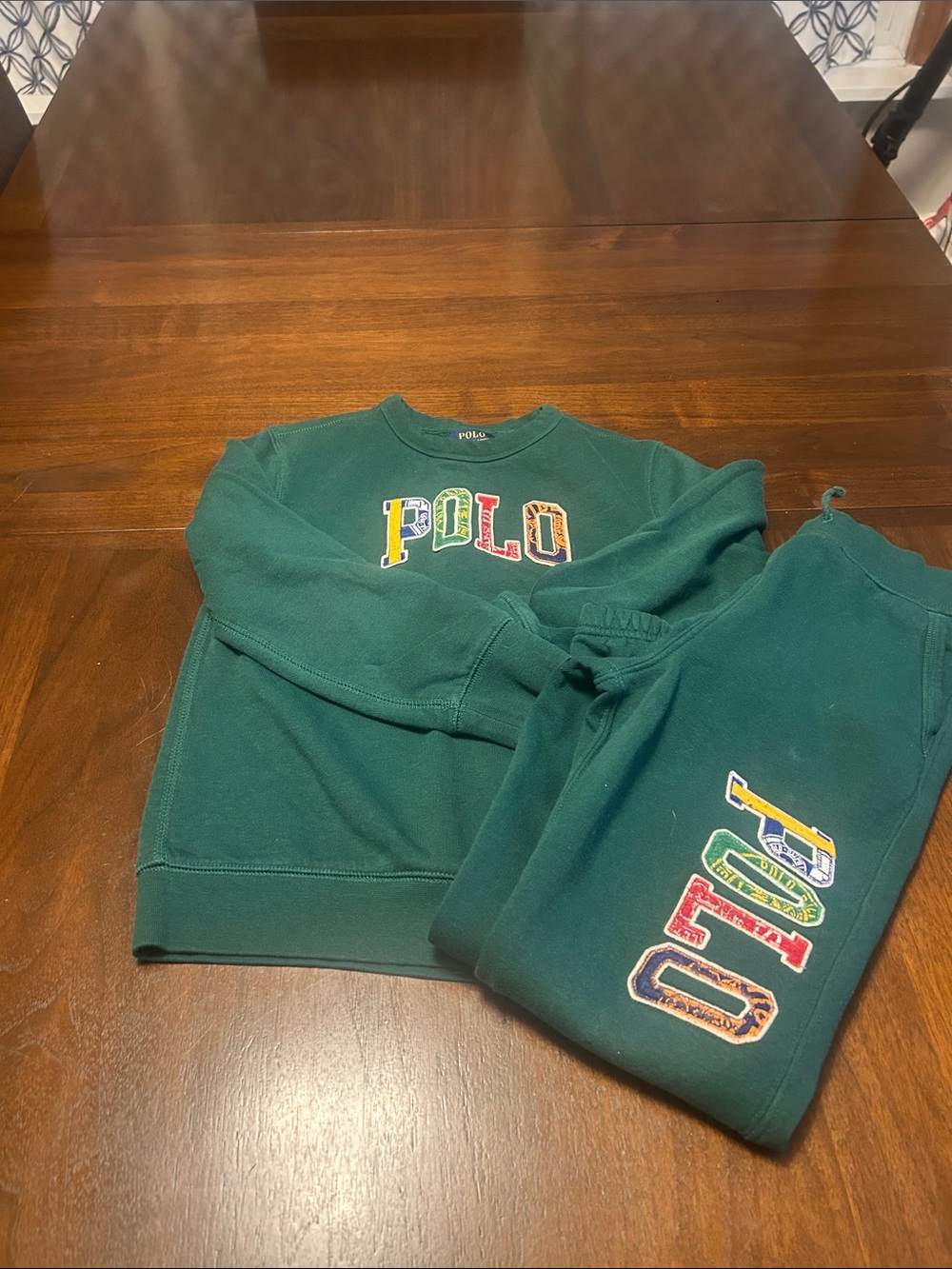 Polo by Ralph Lauren Green Sweatshirt & Joggers with Multicolor Logo